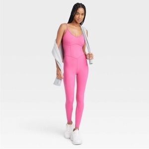 NWT JoyLab L Corset Jumpsuit in Bright Pink